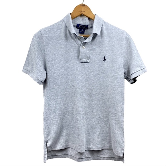 POLO Ralph Lauren Classic Cotton Mesh Polo Shirt Pony SS Heather Grey M 10-12 - Picture 10 of 15